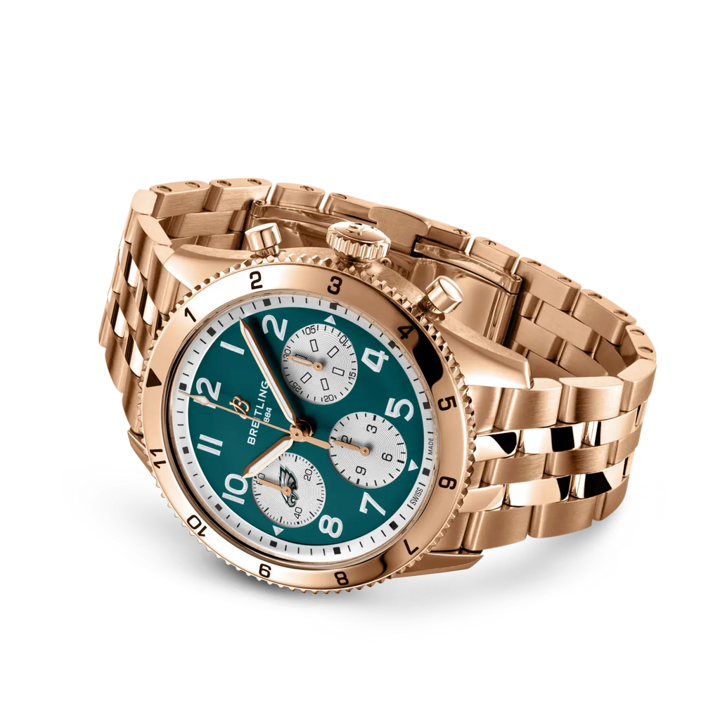 Breitling Classic AVI Chronograph 42 Super Bowl LIX Philadelphia Eagles Limited Edition- 18K Red Gold