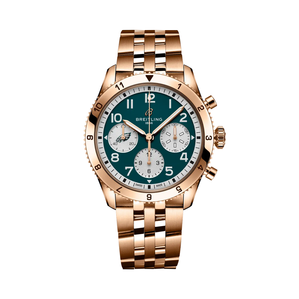 Breitling Classic AVI Chronograph 42 Super Bowl LIX Philadelphia Eagles Limited Edition- 18K Red Gold