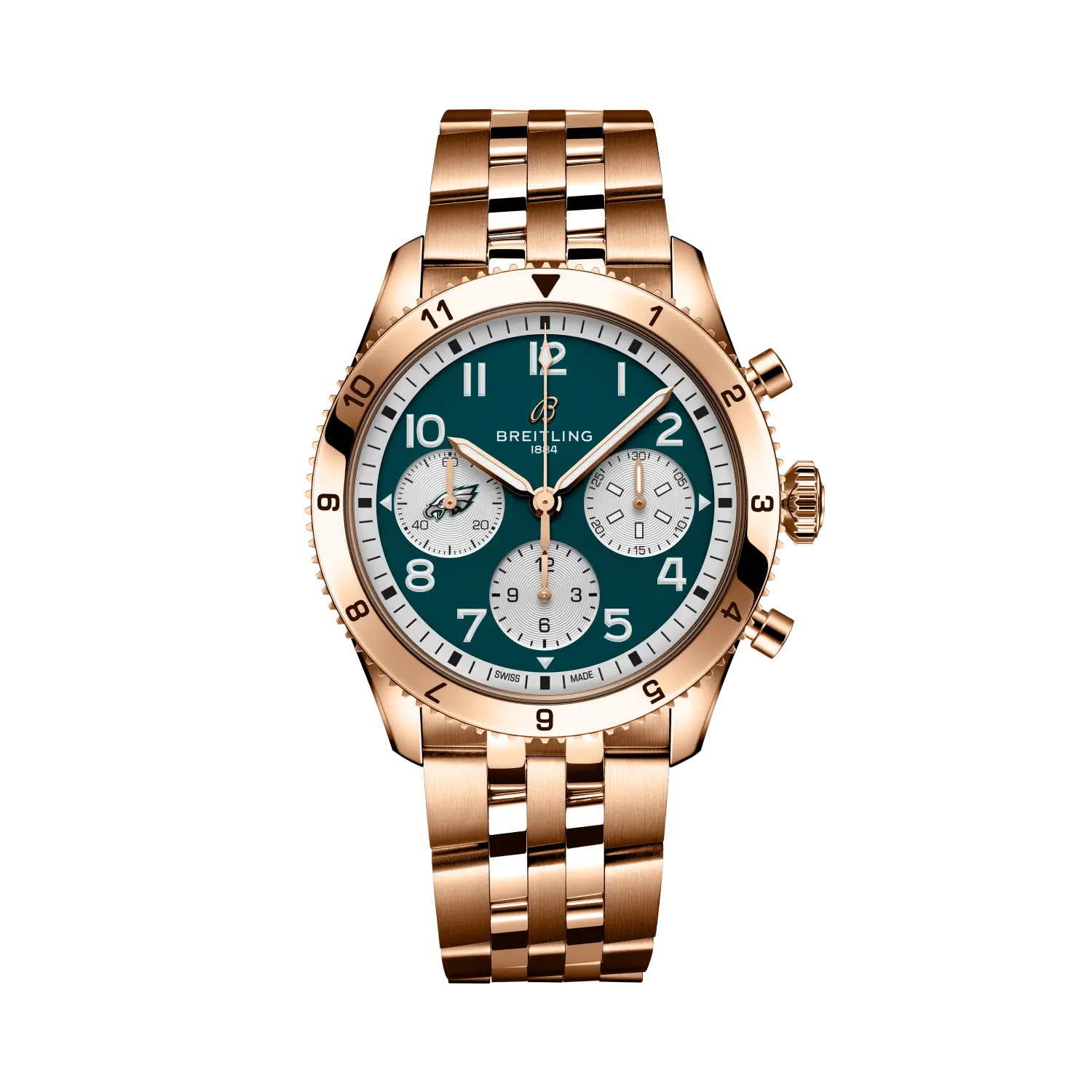 Breitling Classic AVI Chronograph 42 Super Bowl LIX Philadelphia Eagles Limited Edition- 18K Red Gold